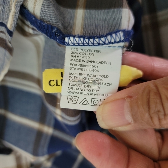 PLAINS Big Man Western Button-Up Shirt 2X Blue/White Plaid Snap Button Cotton - Picture 10 of 11